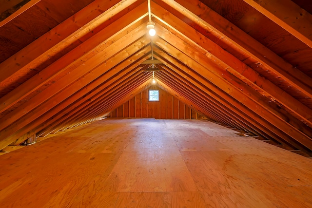 view of unfinished attic