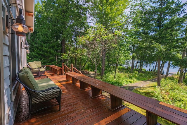 deck with a water view