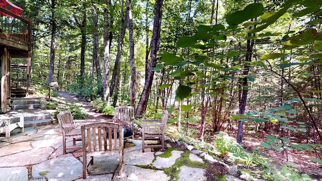 view of patio / terrace with stairs