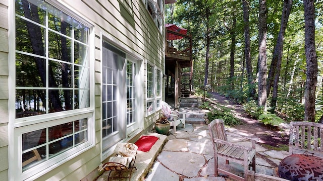 view of patio / terrace with stairway