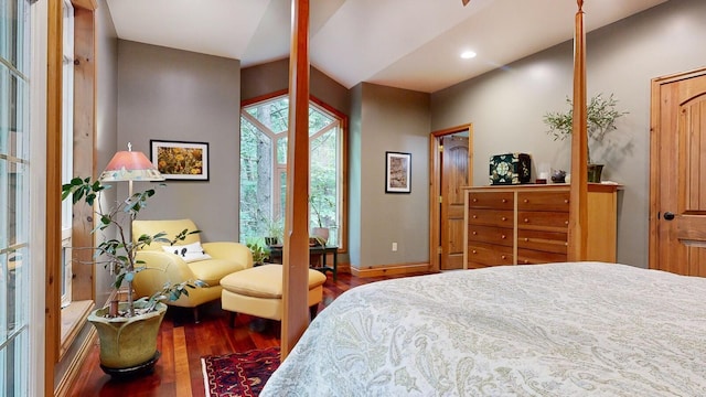 bedroom featuring recessed lighting, baseboards, and wood finished floors