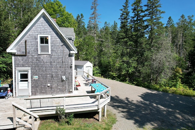 11 Sardine Way, Lubec, ME 04652 - exterior space featuring an outbuilding and a wooden deck