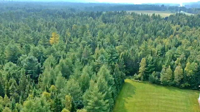 drone / aerial view featuring a view of trees