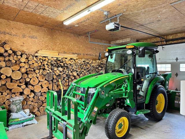 garage with a garage door opener