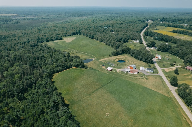 aerial view featuring a rural view