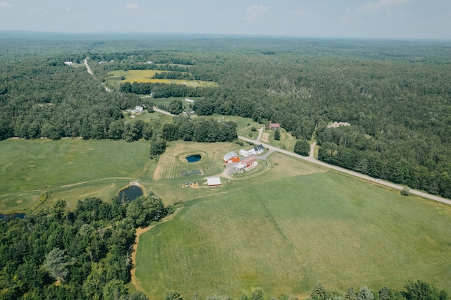 birds eye view of property featuring a rural view