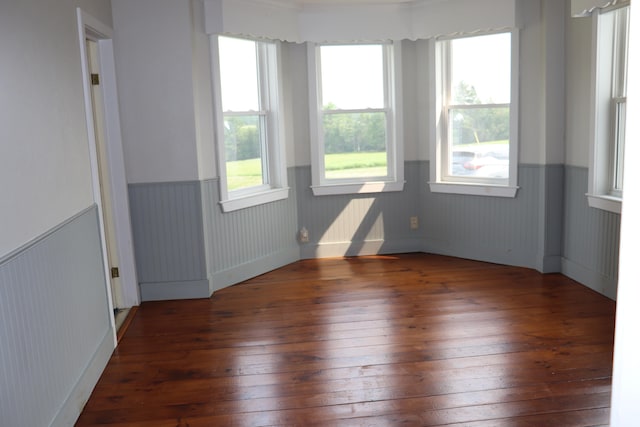 empty room with dark hardwood / wood-style flooring