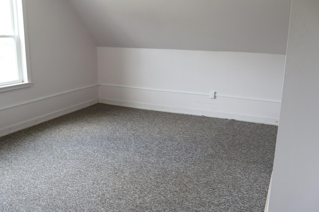 bonus room featuring carpet flooring and vaulted ceiling