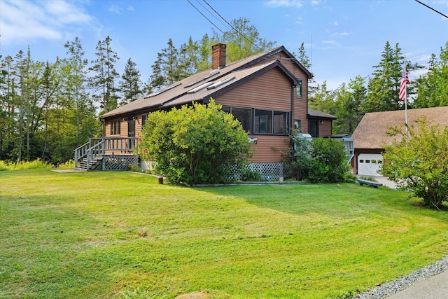 view of property exterior featuring a lawn