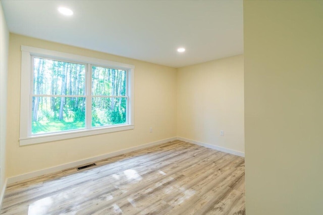 spare room with light wood-type flooring and a wealth of natural light