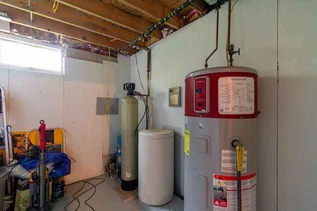 utility room with water heater