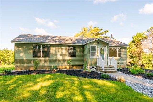 ranch-style home with a front yard