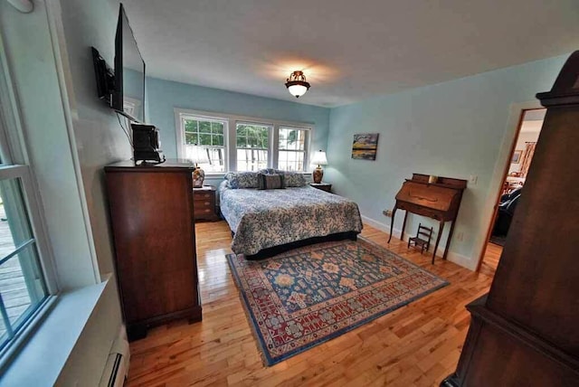 bedroom with light hardwood / wood-style flooring