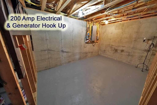 basement with electric panel