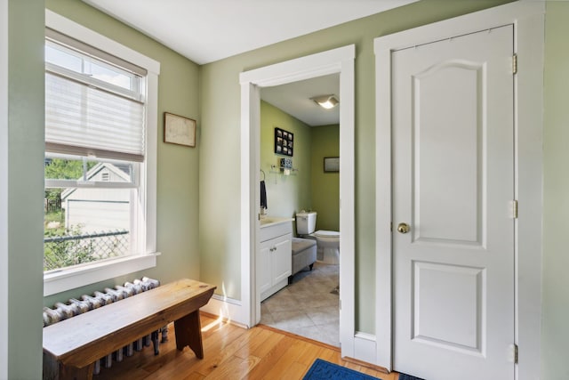 interior space with light hardwood / wood-style floors