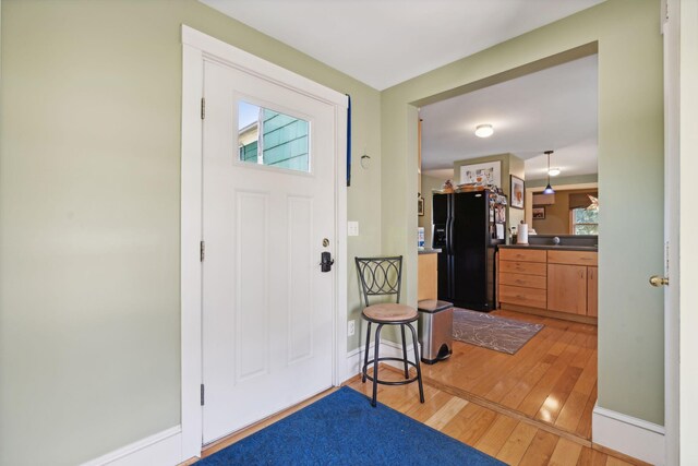 entryway featuring a wealth of natural light and light wood-type flooring