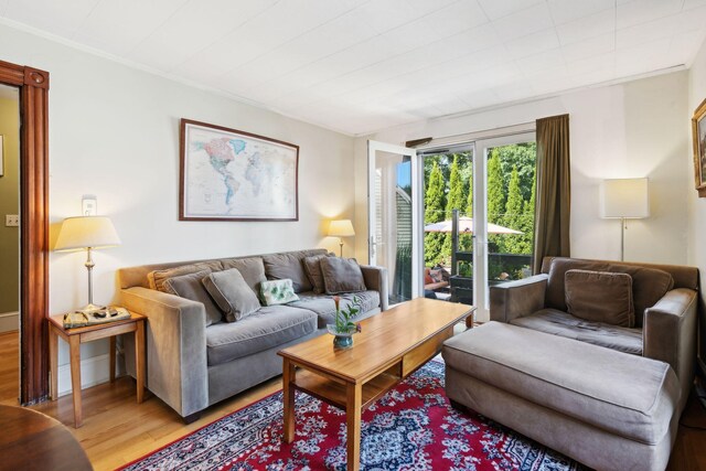 living room with light hardwood / wood-style flooring