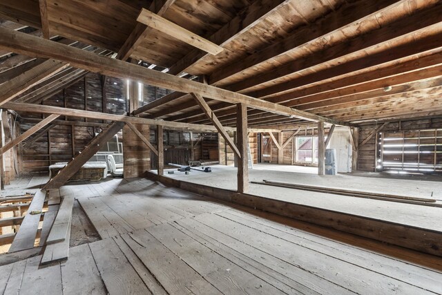 view of unfinished attic