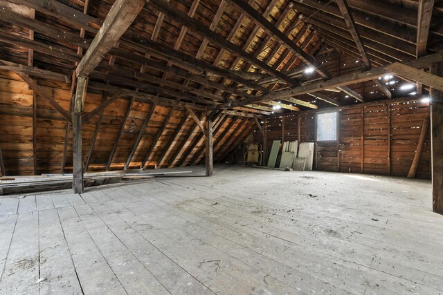 view of unfinished attic