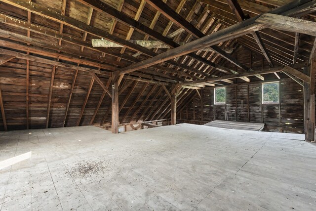 view of unfinished attic