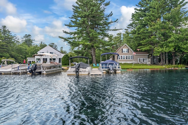 dock area with a water view