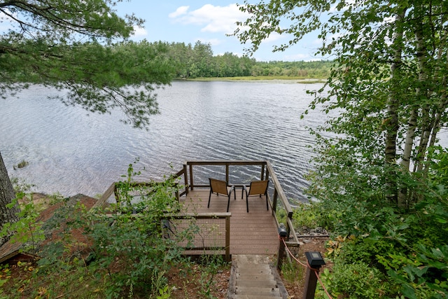 view of dock featuring a water view