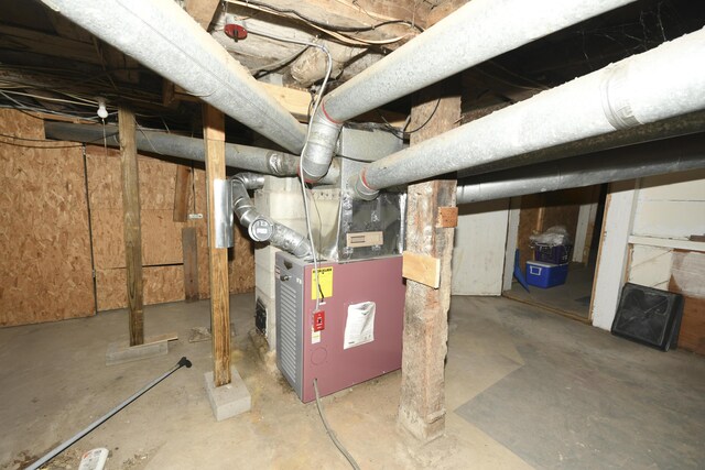 basement with heating unit