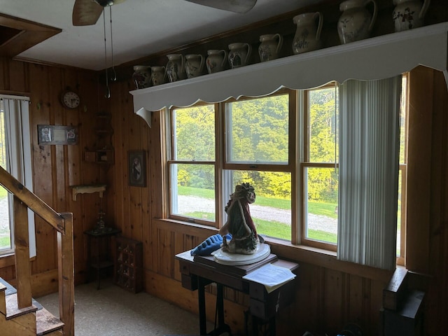 interior space featuring wood walls and plenty of natural light