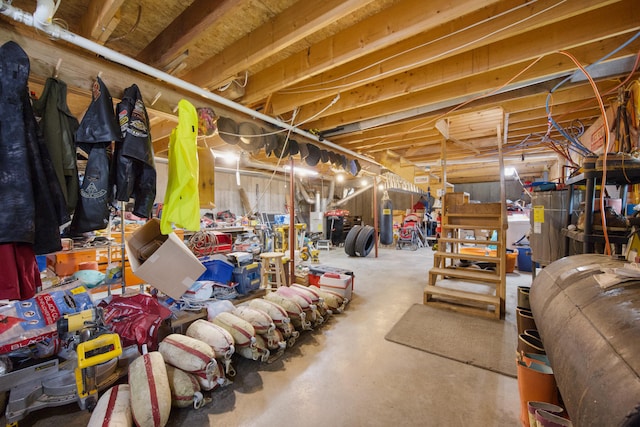 basement featuring water heater