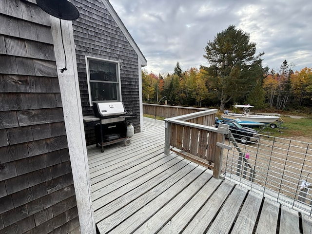 deck featuring grilling area