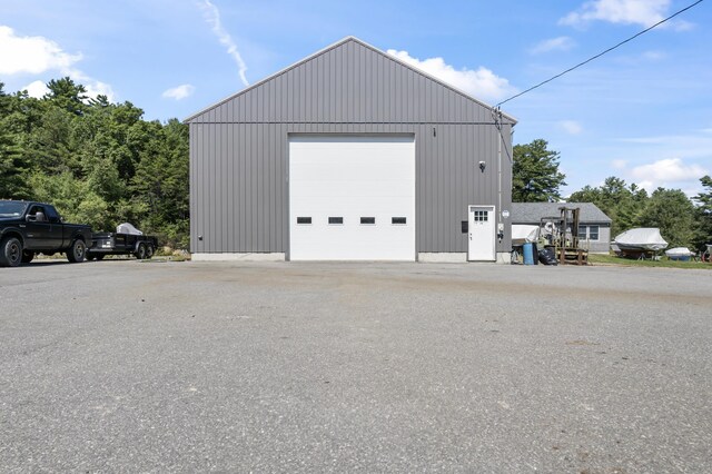 exterior space with a garage