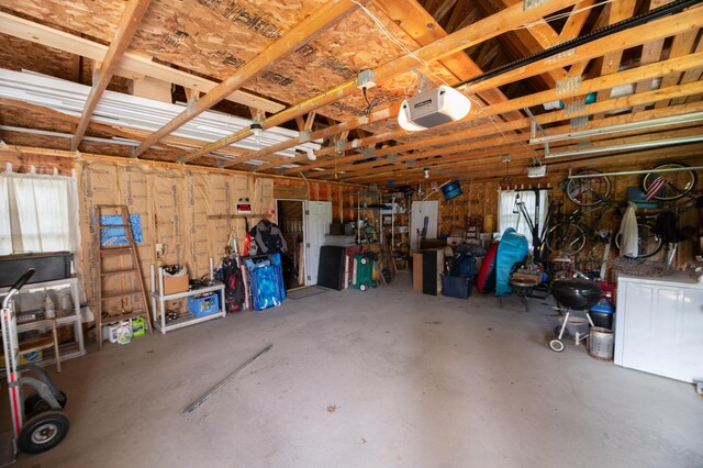 garage with a garage door opener