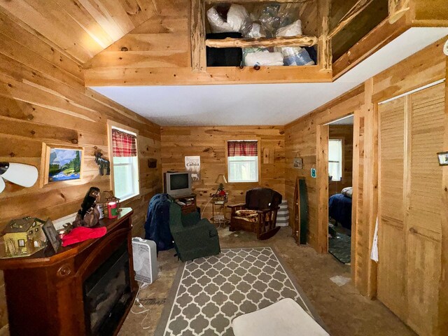 interior space with vaulted ceiling