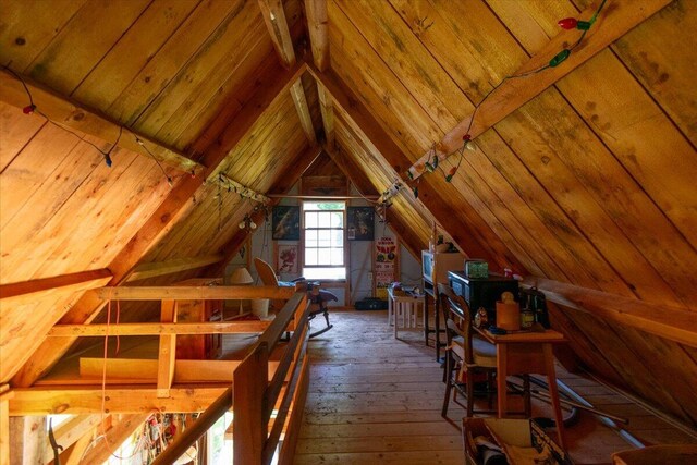 view of unfinished attic