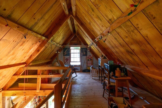 292300 Main Rd, Islesboro, ME 04848 - bonus room with wood ceiling, hardwood / wood-style flooring, and vaulted ceiling with beams