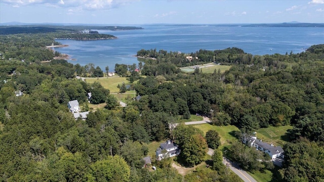 292300 Main Rd, Islesboro, ME 04848 - bird's eye view with a water view and a wooded view