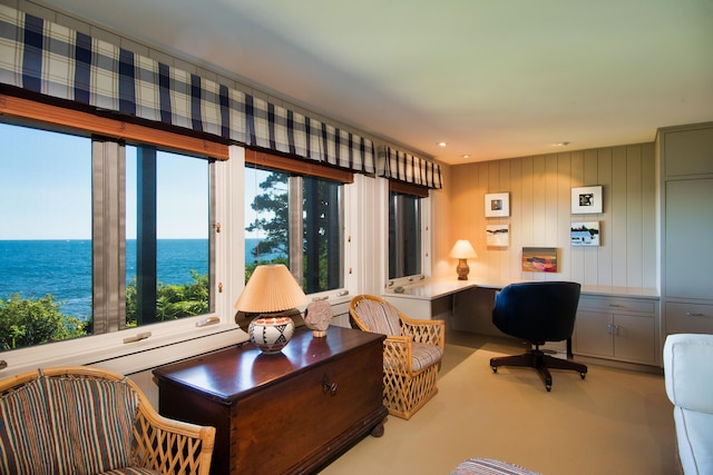 41 Sandpiper Ln, Bristol, ME 04539 - interior space with built in study area and a water view