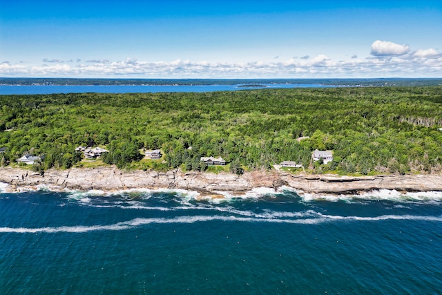 41 Sandpiper Ln, Bristol, ME 04539 - drone / aerial view featuring a water view and a wooded view