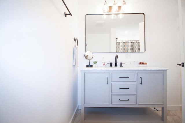 bathroom featuring vanity and walk in shower