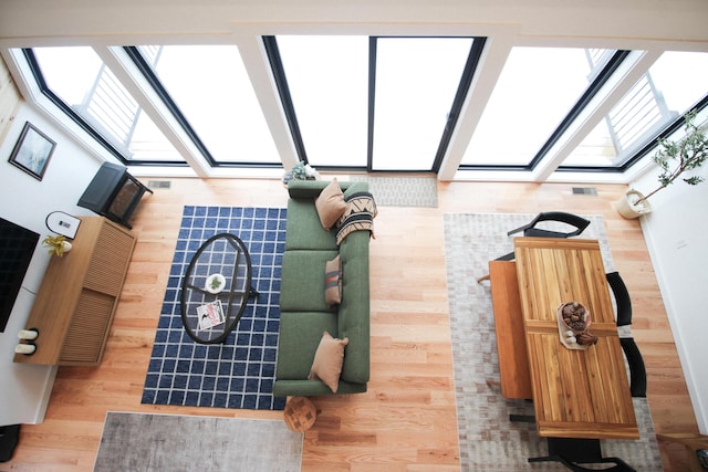 living room with hardwood / wood-style floors and plenty of natural light