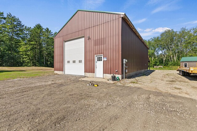 exterior space with a garage