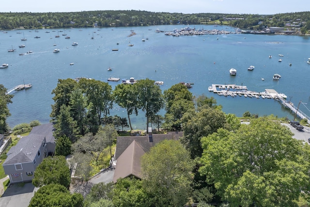 bird's eye view featuring a water view