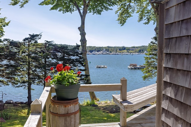 water view with a boat dock