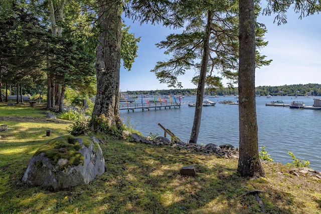 view of water feature featuring a dock