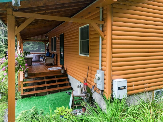 view of home's exterior with a deck