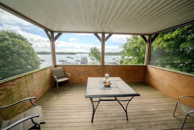 deck with a water view