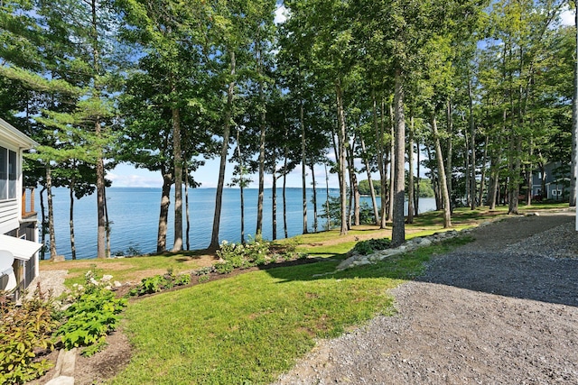 view of yard featuring a water view