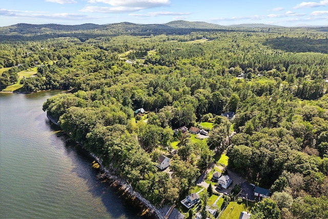 aerial view with a water and mountain view