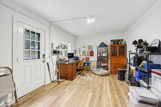 office space featuring light wood-type flooring