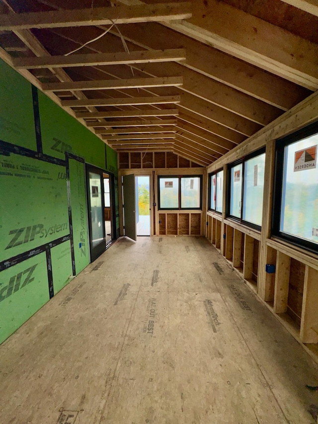 miscellaneous room featuring vaulted ceiling